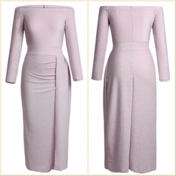 FOR ERIN Off the Shoulder Side High Split Glitter Dress - Picture 5 of 5